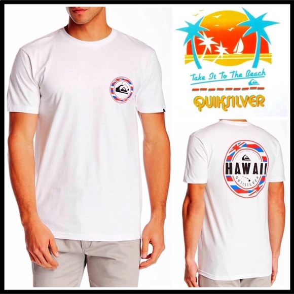 QUICKSILVER WHITE SUMMER TEE SHORT SLEEVES HAWAII T-SHIRT A2C - Picture 5 of 7